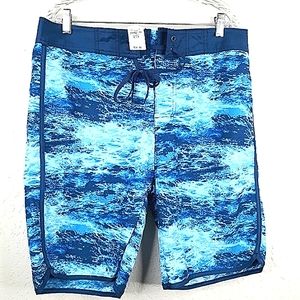 Men's Board Shorts Size Large L Ocean Waves Zip Pocket OLD NAVY